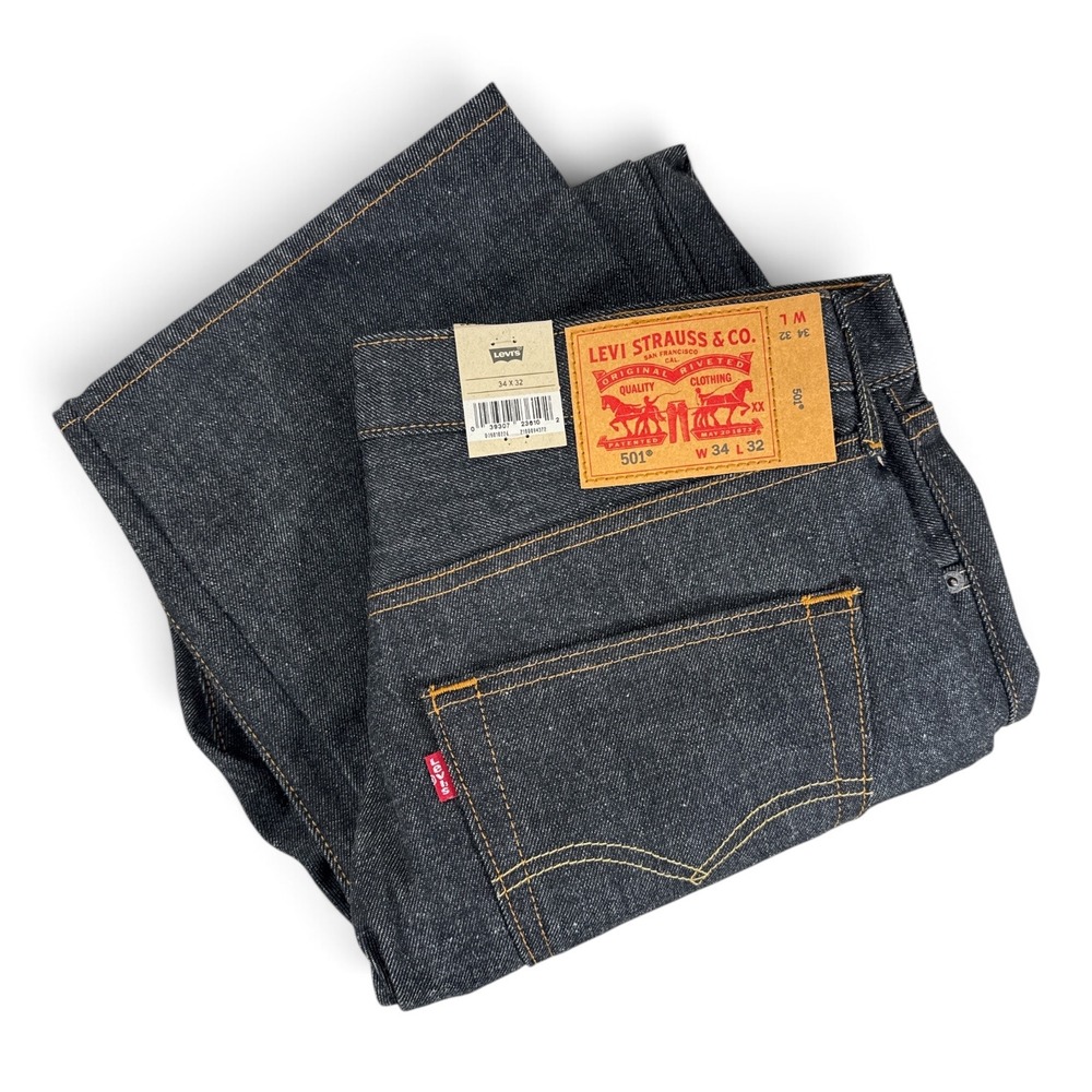 Levis 501 Original Shrink-To-Fit Raw Denim Jeans 34x32 Indigo 005010226 NWT
